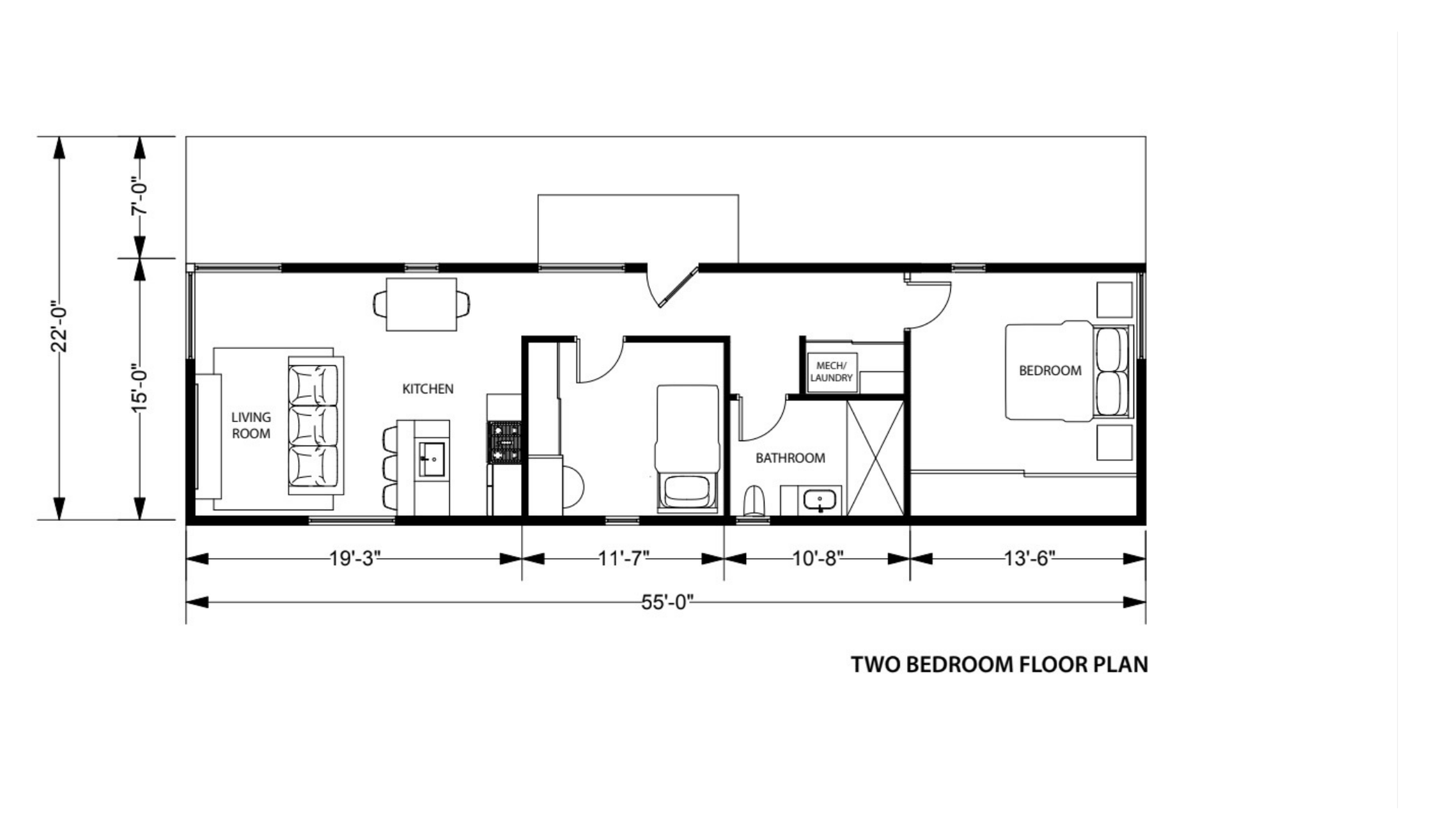 Two bedroom floor plan