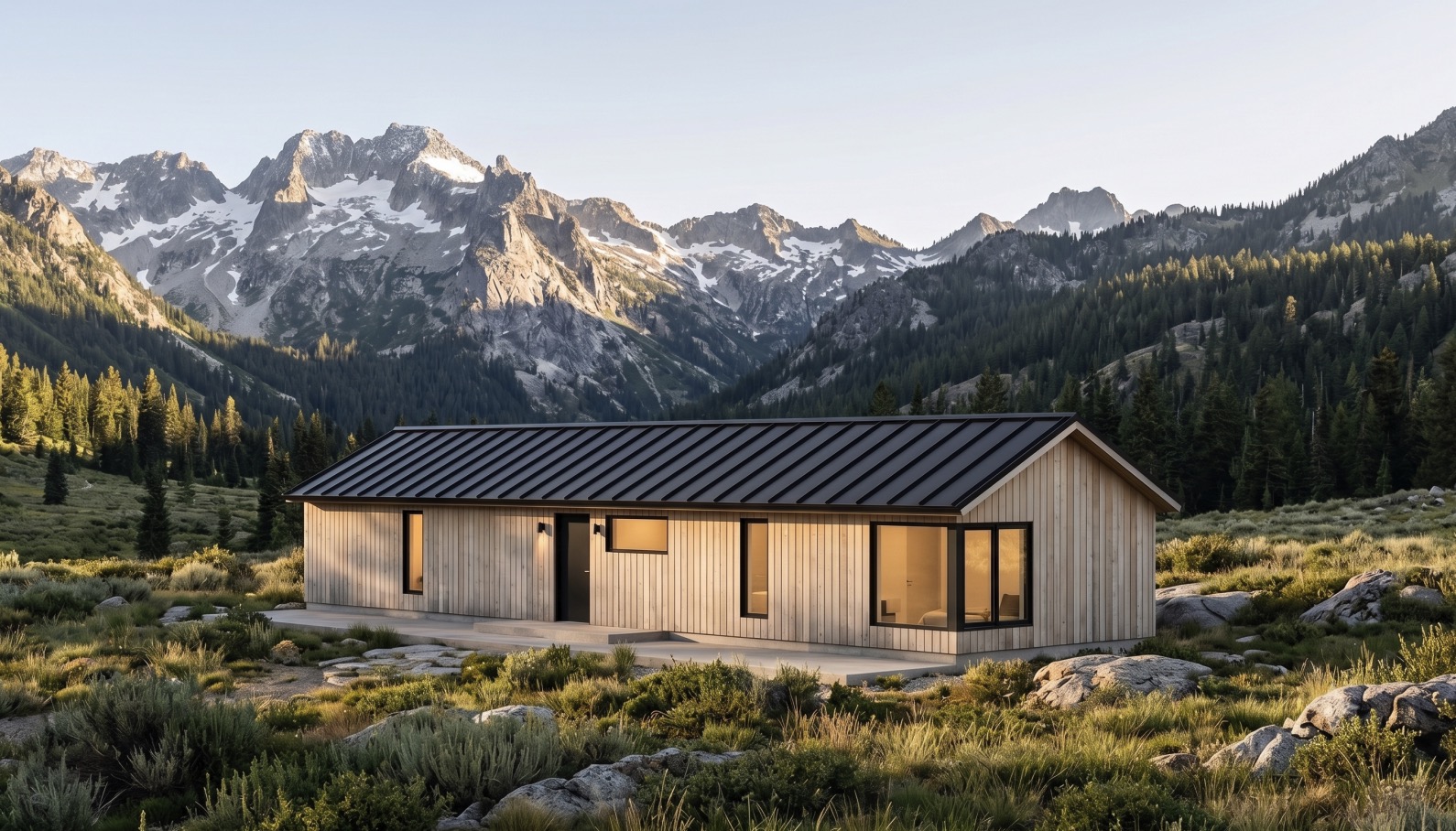 Carpathian sited in an alpine meadow with mountain backdrop