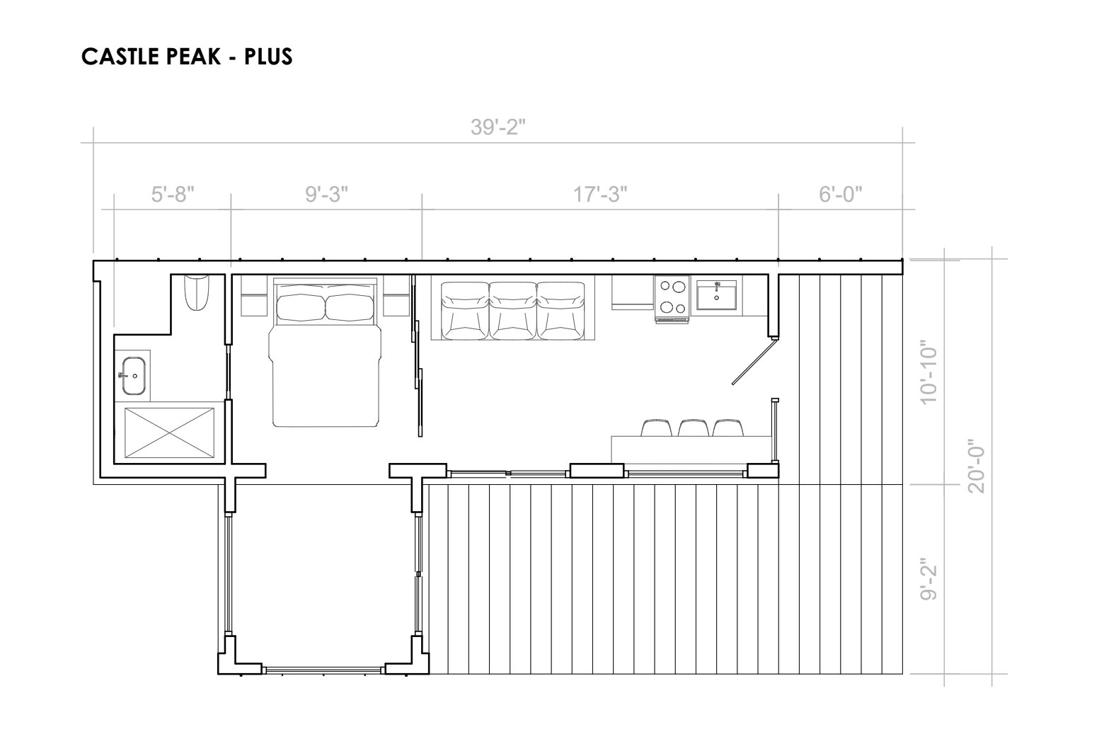 Castle Peak + dimensioned floor plan, 39'-2" x 20'-0"