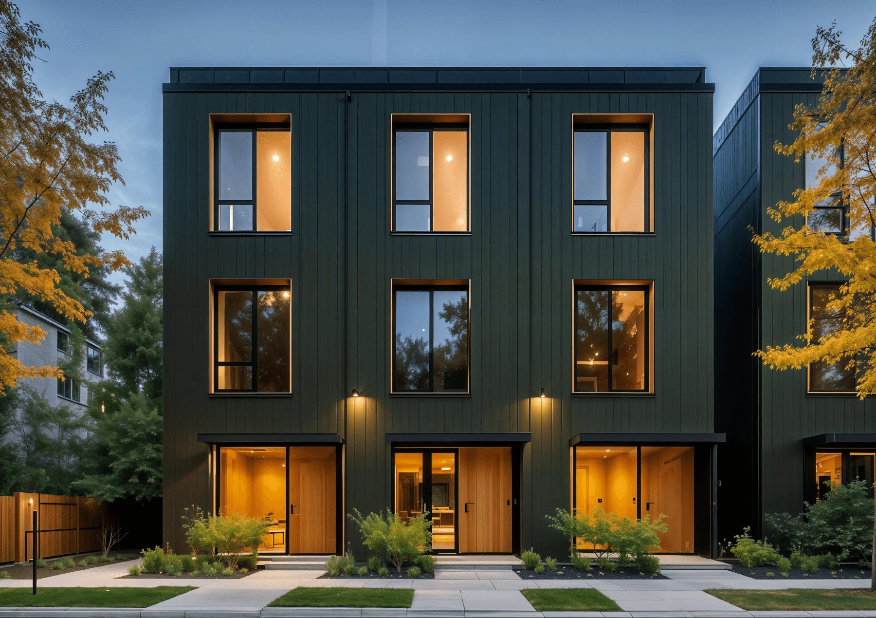 Front image of a 3 story, 3 unit apartment complex.