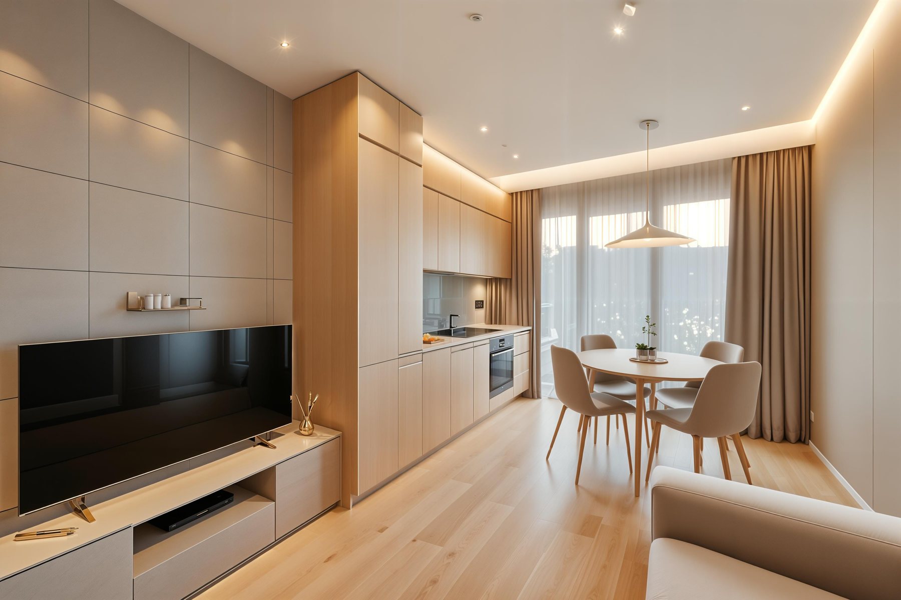 Living room rendering of the Orion Townhome
