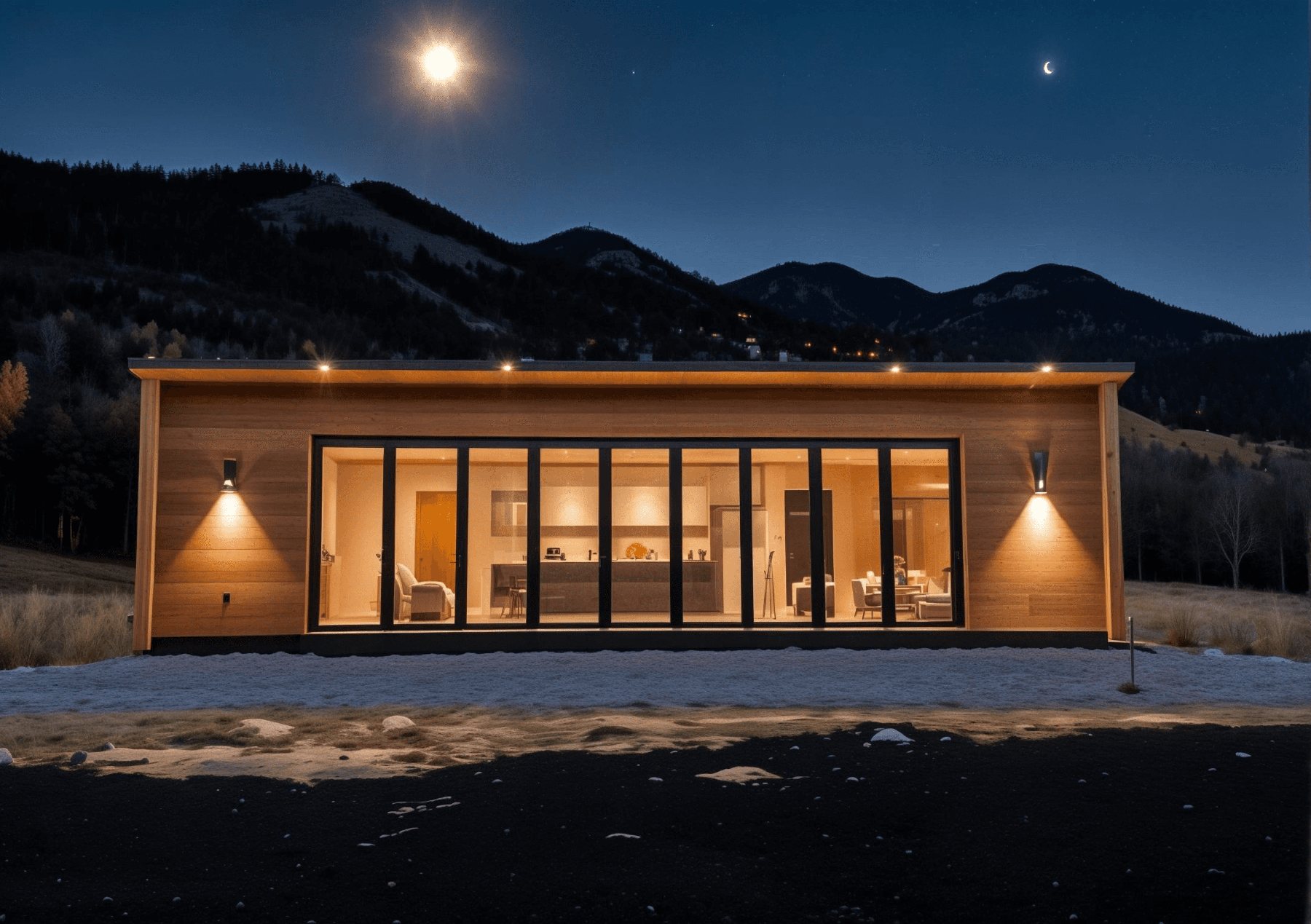 Ridgeline 2 at night time with mountains