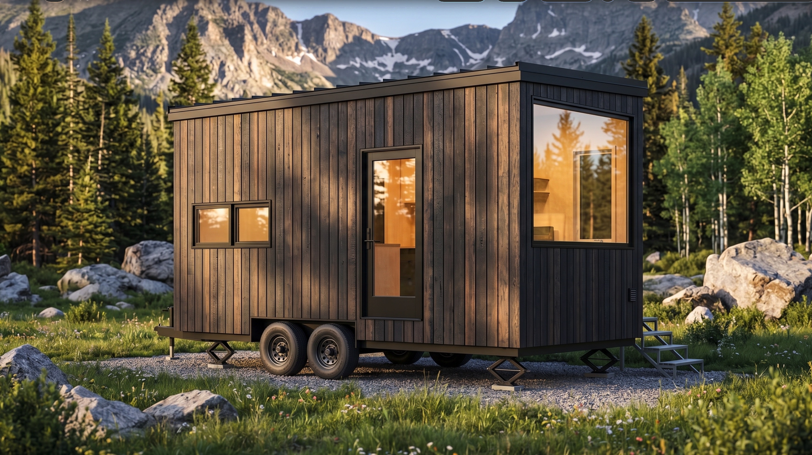 Mt. Bachelor park model RV in a mountain setting
