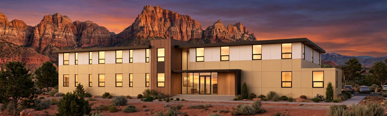 North Star exterior with red rock backdrop