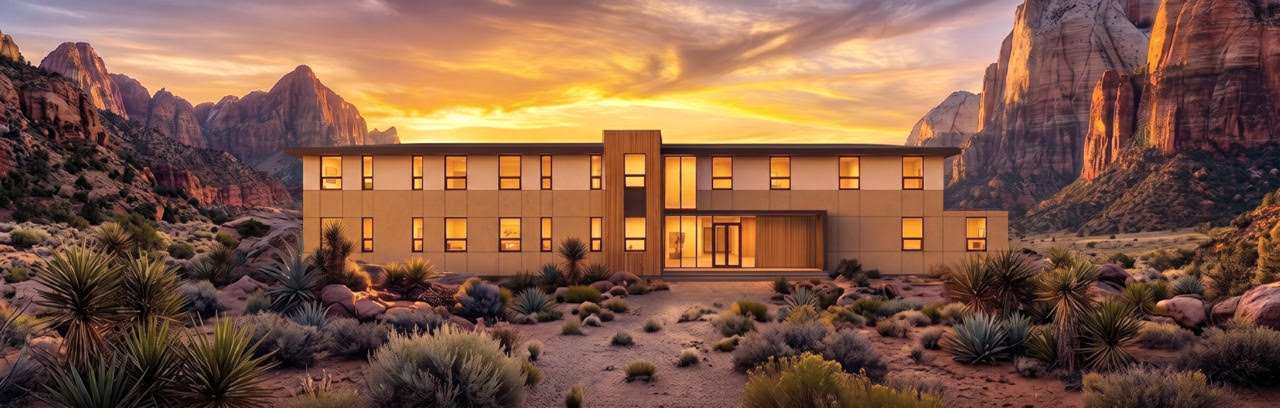 North Star exterior at sunset
