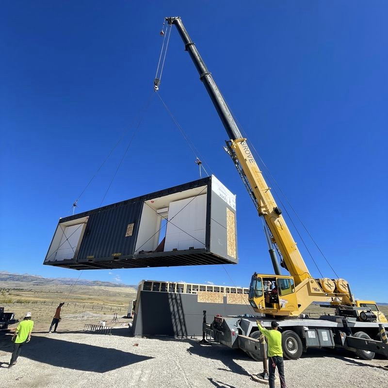 A module being craned into position